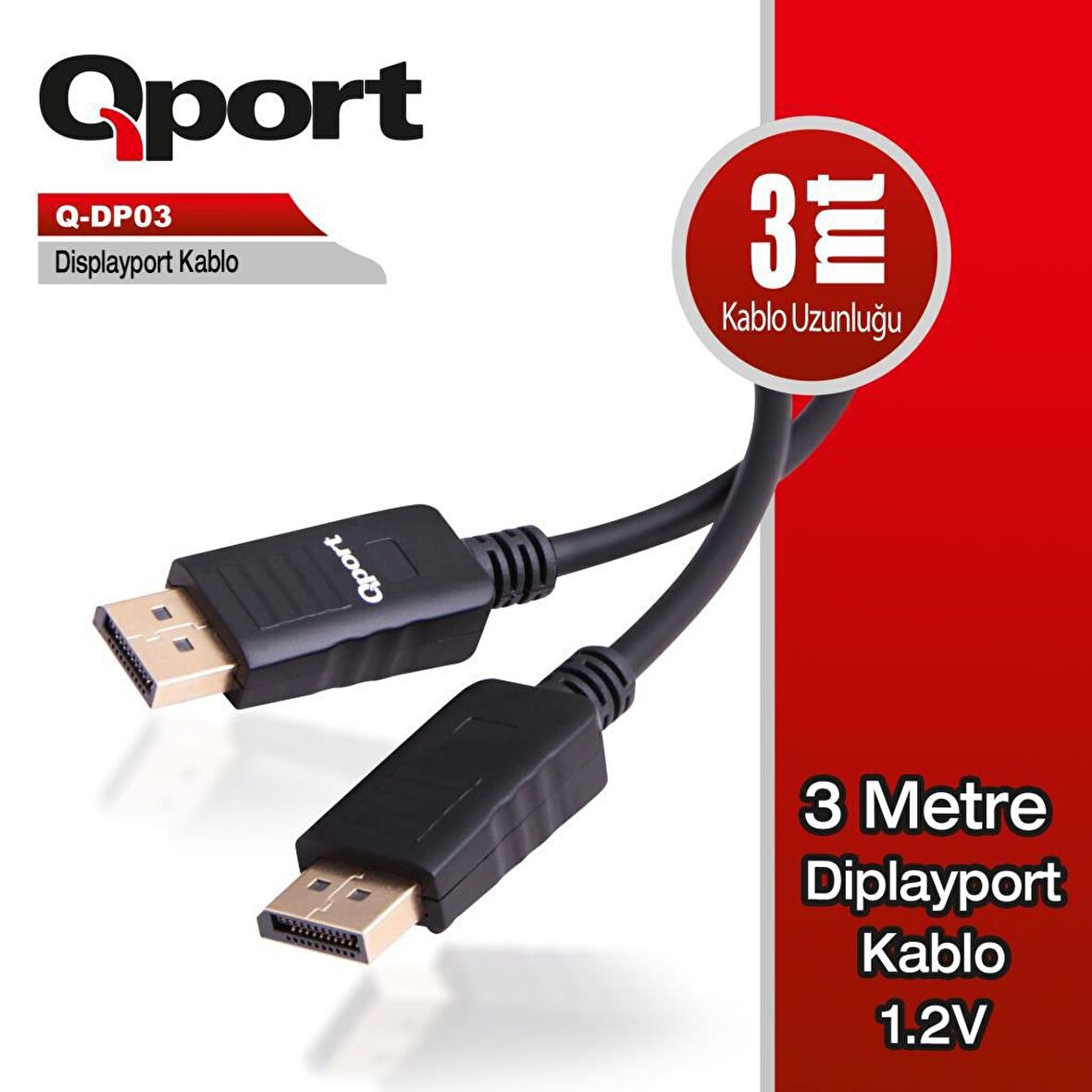 QPORT Q-DP03  3m DISPLAY PORT 1.2V KABLO